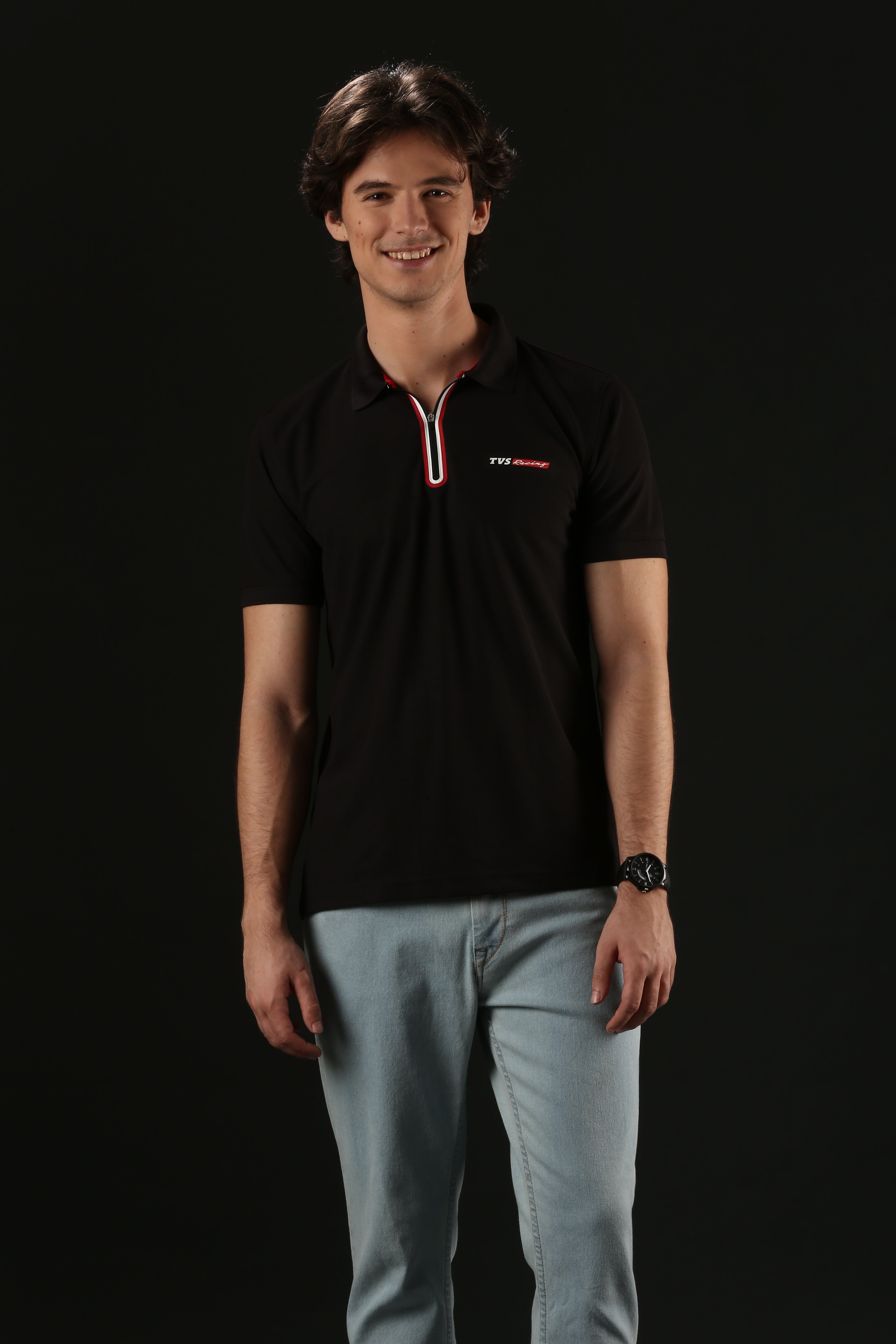 TVS Originals Racing Men’s Polo T-Shirt | 100% Polyester | Quick-Dry | Antimicrobial Finish | Zipper Placket | Reflective Branding | Lightweight Activewear | 200 GSM | Regular Fit